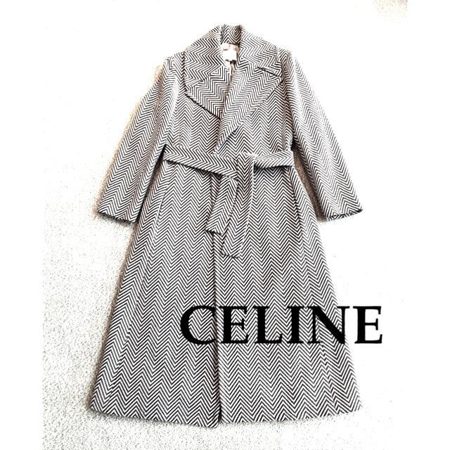 断捨離セール　美品　CELINE セリーヌ　ヘリンボーン　ロングコートレディース