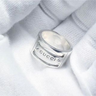 美品 GUCCI 指輪 ロゴワイドリング 14号