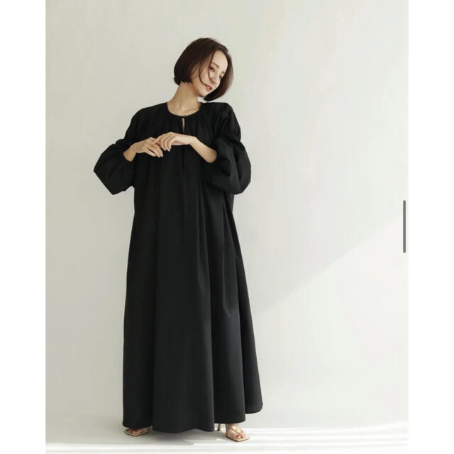 louren   balloon sleeve gather dress