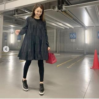 ユナイテッドアローズ(UNITED ARROWS)の美品☆ Merlette マーレット SOLIMAN ティアードワンピース黒(ひざ丈ワンピース)