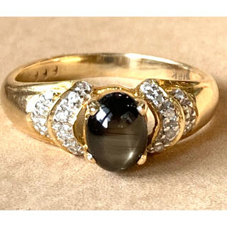 K18 Black Onyx Diamond Ring ヴィンテージ(リング(指輪))