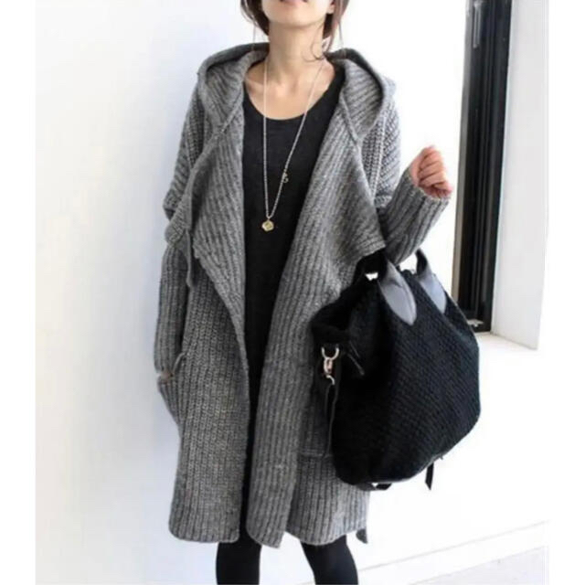 【新品】フード付き ロングカーディガン