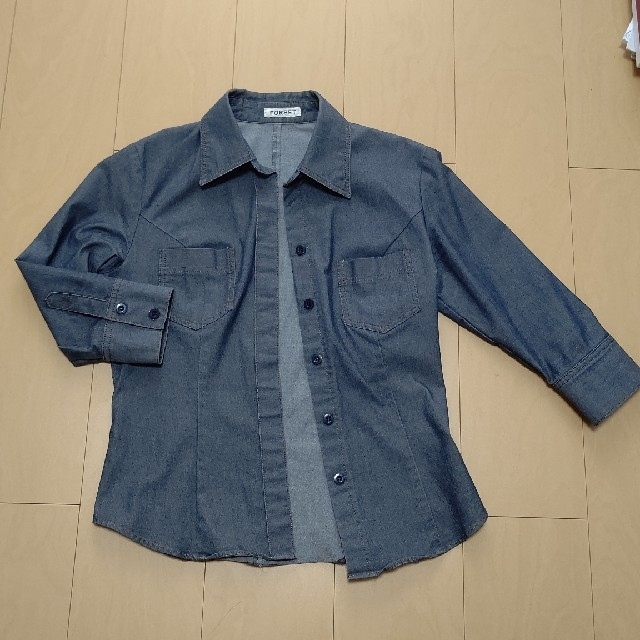 VICKY(ビッキー)のシャツ ジャケット デニム調 七分袖 レディースのトップス(シャツ/ブラウス(長袖/七分))の商品写真