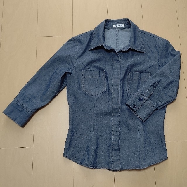 VICKY(ビッキー)のシャツ ジャケット デニム調 七分袖 レディースのトップス(シャツ/ブラウス(長袖/七分))の商品写真