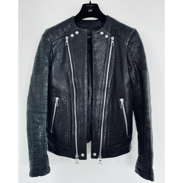 新品 希少 BALMAIN×H&M ライダース ジャケット 羊皮 44 ハンガー