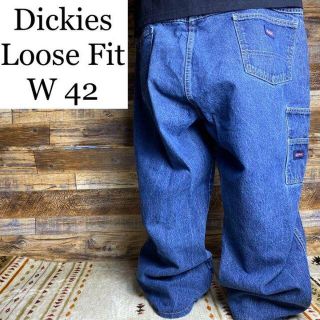 ディッキーズ(Dickies)のDickiesディッキーズw42ジーパンバギーデニム紺ネイビーメンズ古着ジーンズ(デニム/ジーンズ)