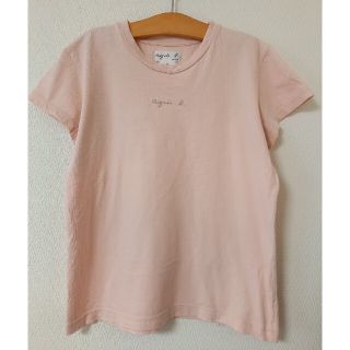 アニエスベー(agnes b.)のagnes b. アニエスベー ピンク スモールロゴ プリント 日本製 希少(Tシャツ(半袖/袖なし))