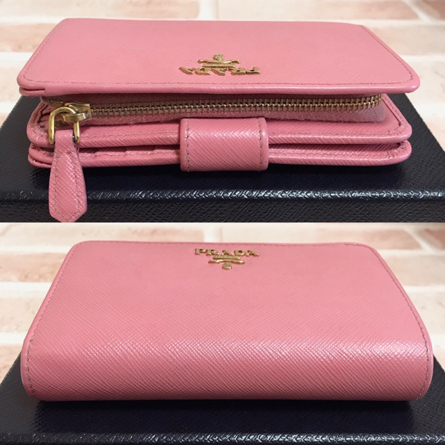 PRADA(プラダ)のももゆこ様専用  プラダ PRADA サフィアーノ 二つ折り財布 ペタロピンク レディースのファッション小物(財布)の商品写真