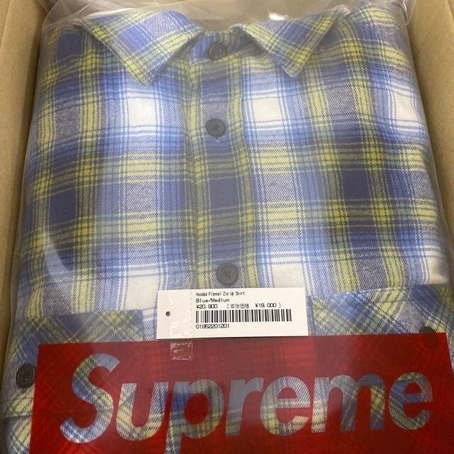 Supreme Hooded Flannel Zip Up Shirt Blue 1