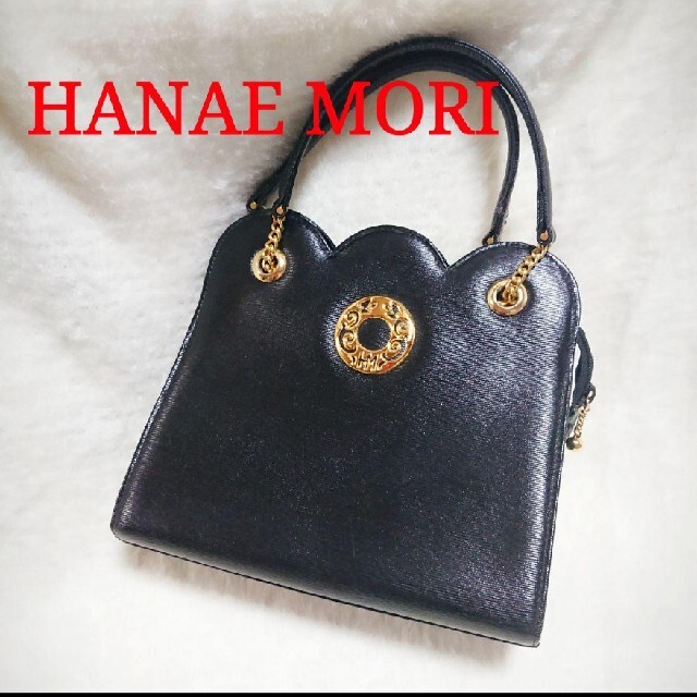 HANAE MORI(ハナエモリ)のハナエモリ HANAE MORI 黒のハンドバッグ  森英恵  フォーマル レディースのバッグ(ハンドバッグ)の商品写真