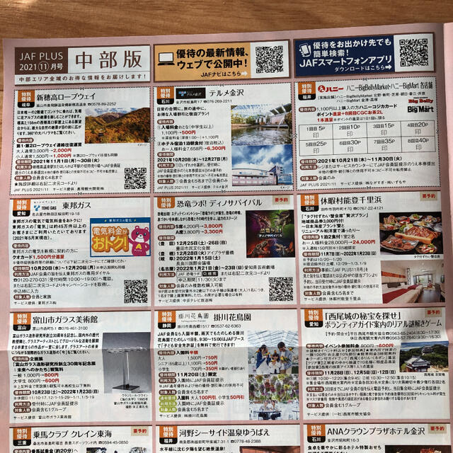 JAFクーポン11月号2枚セット チケットの優待券/割引券(その他)の商品写真