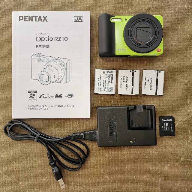 PENTAX　コンパクトデジタルカメラ　Optio RZ10　ライム　デジカメ