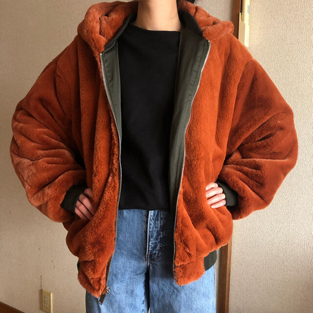 ZARA TRFリバーシブル ボア オーバーサイズ MA-1 ブルゾン