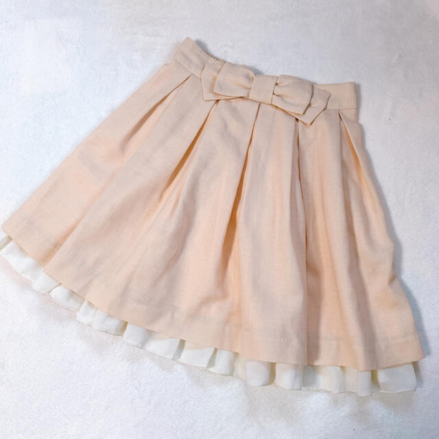 リボン付きフリルスカート レディースのスカート(ひざ丈スカート)の商品写真