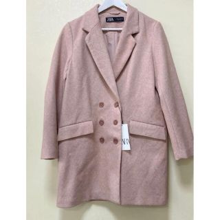 ザラ(ZARA)のZARA オーバーサイズ　チェスターコート　ピンク　M 新品未使用(チェスターコート)