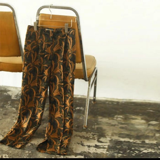 レディースJacquard Slit Trousers -ORANGE