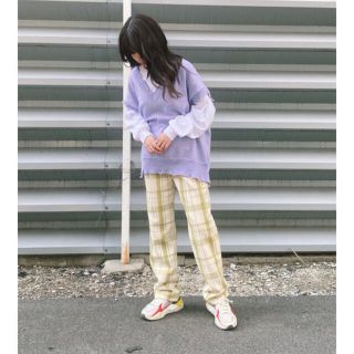 マウジー(moussy)のコメント下さい🥺　moussy チェックパンツ　グリーン(カジュアルパンツ)