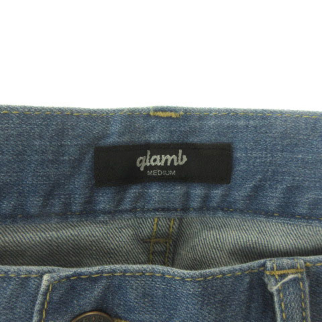 glamb(グラム)のグラム 21AW ポリーデニムパンツ ジーンズ リブ切替 サルエル インディゴ メンズのパンツ(デニム/ジーンズ)の商品写真