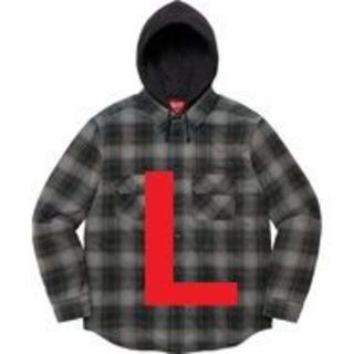 シュプリーム(Supreme)のL 黒 Supreme Hooded Flannel Zip Up Shirt(シャツ)