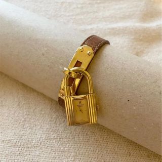 エルメス(Hermes)のHERMESエルメスケリー腕時計キャメルブラウンゴールド鍵レザーベルト(腕時計)