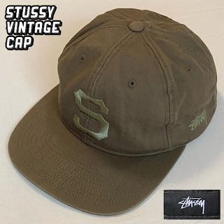 ステューシー(STUSSY)の極美品 STUSSY キャップ Sロゴ スナップバック 刺繍 ビンテージ カーキ(キャップ)