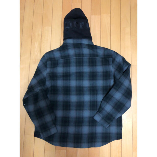 Supreme Hooded Flannel Zip Up Shirt 黒L