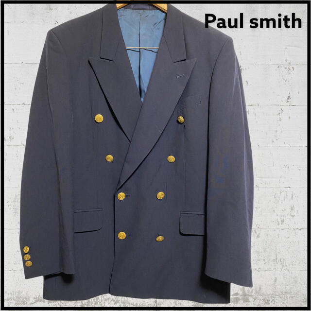 Paul Smith(ポールスミス)のPaul smith 金ボタン　紺ブレザー　ダブル　ジャケット　古着　菅田 メンズのジャケット/アウター(テーラードジャケット)の商品写真