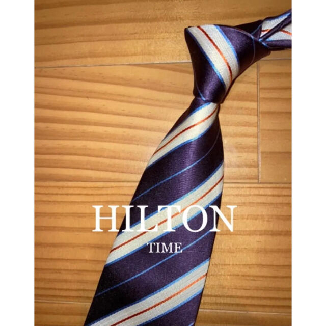 HILTON TIME(ヒルトンタイム)の値下げ　美品　ヒルトン　パープルストライプ メンズのファッション小物(ネクタイ)の商品写真