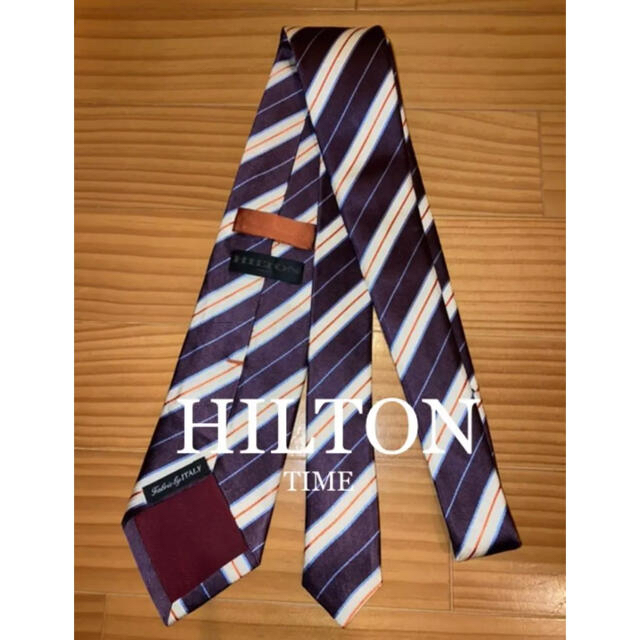 HILTON TIME(ヒルトンタイム)の値下げ　美品　ヒルトン　パープルストライプ メンズのファッション小物(ネクタイ)の商品写真