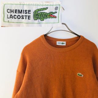 ラコステ(LACOSTE)の【レア】シュミーズラコステ 90s ワニ刺繍 ニット オレンジ Mサイズ(ニット/セーター)