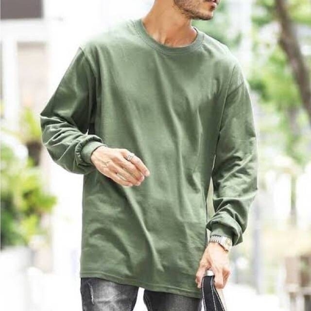 新品未使用 ギルダン ウルトラコットン 無地 長袖Tシャツ カーキ L 6