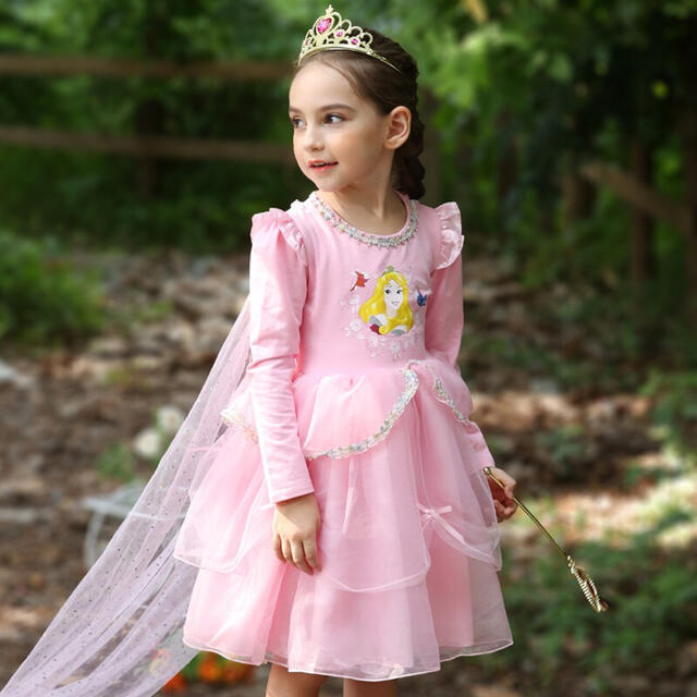 ピンク可愛いプリンセスドレスチュールワンピース120サイズ キッズ/ベビー/マタニティのキッズ服女の子用(90cm~)(ワンピース)の商品写真