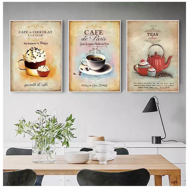 【SALE】A4 海外 カフェ アート 絵画 Tea アンティーク【送料無料】 エンタメ/ホビーの美術品/アンティーク(絵画/タペストリー)の商品写真