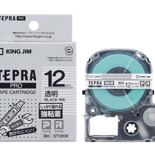 キングジム(キングジム)のキングジム テープカートリッジ テプラPRO強粘着 透明12mm ST12KW(OA機器)