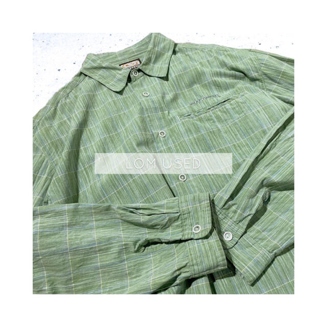 L GOTCHA ライムグリーン コットン チェック柄シャツ 長袖 古着 メンズ メンズのトップス(シャツ)の商品写真