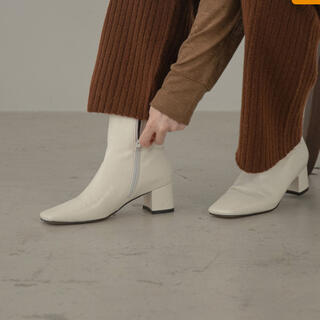 soft square chunky heel boots  white(ブーツ)