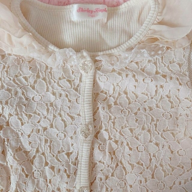 Shirley Temple(シャーリーテンプル)のシャーリーテンプル 親子カーデ白、ピンク160と120の２セット キッズ/ベビー/マタニティのキッズ服女の子用(90cm~)(カーディガン)の商品写真