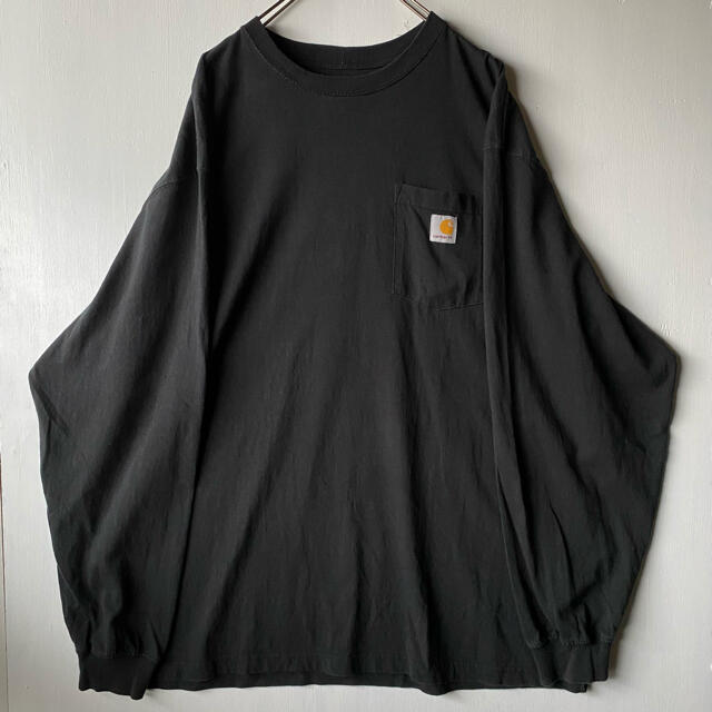 carhartt(カーハート)のCARHARTT ポケット ロンT 超ビッグサイズ 2XL〜 黒 ブラック メンズのトップス(Tシャツ/カットソー(七分/長袖))の商品写真