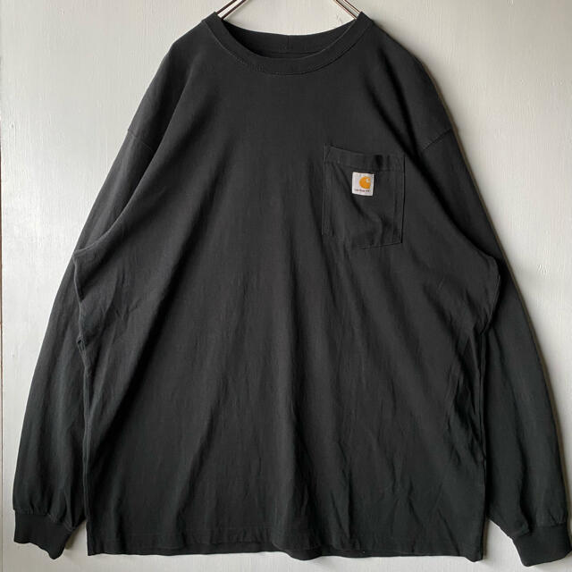 carhartt(カーハート)のCARHARTT ポケット ロンT 超ビッグサイズ 2XL〜 黒 ブラック メンズのトップス(Tシャツ/カットソー(七分/長袖))の商品写真