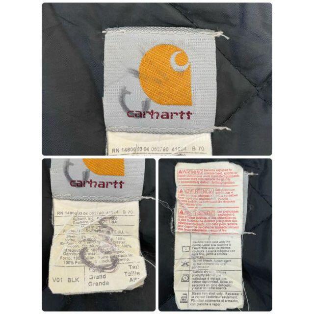 carhartt(カーハート)のカーハート　ダックベスト　USA製　黒　企業モノ　刺繍　中綿　キルティング　L メンズのトップス(ベスト)の商品写真