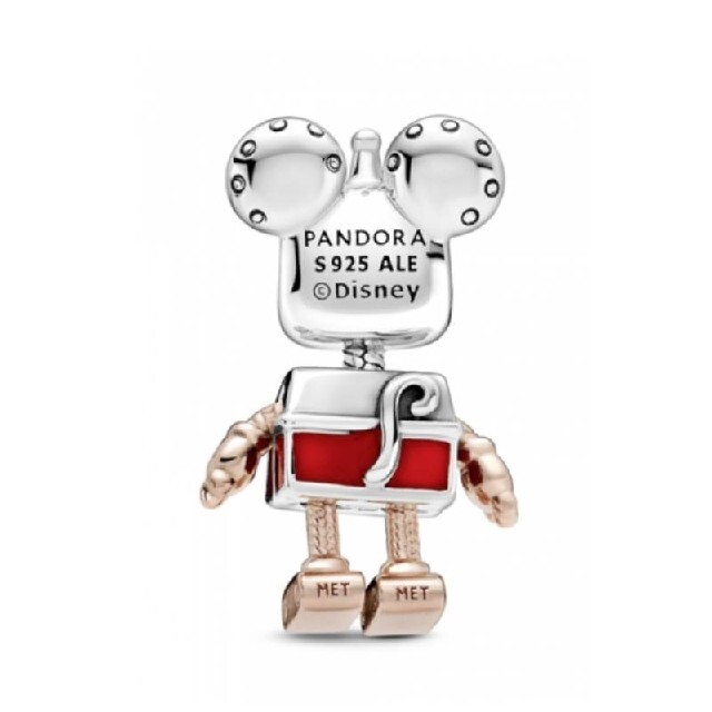 【新品】PANDORA コラボ チャーム ロボットミッキー クロス＆ポーチ付き