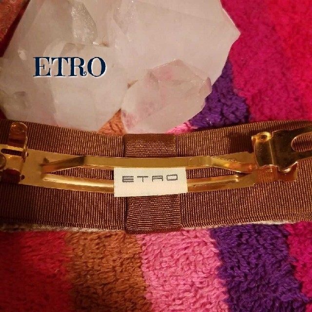 ETRO(エトロ)のETRO　エトロ　バレッタ　ヘアアクセサリー　ブラウン　ペイズリー　グログラン レディースのヘアアクセサリー(バレッタ/ヘアクリップ)の商品写真