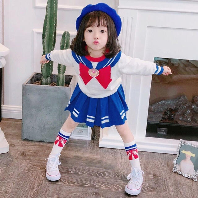 キッズニットセットアップ セーラー 靴下付き3点セット コスプレ