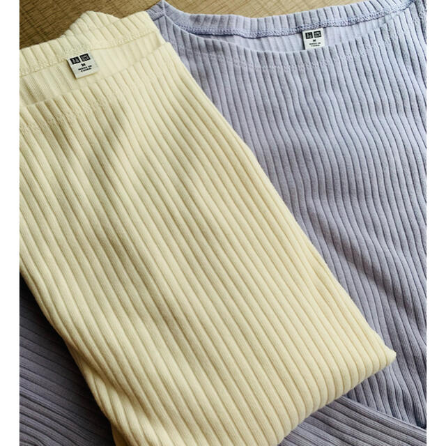 UNIQLO(ユニクロ)の【未使用】UNIQLO リブボートネックカットソー　長袖 レディースのトップス(カットソー(長袖/七分))の商品写真