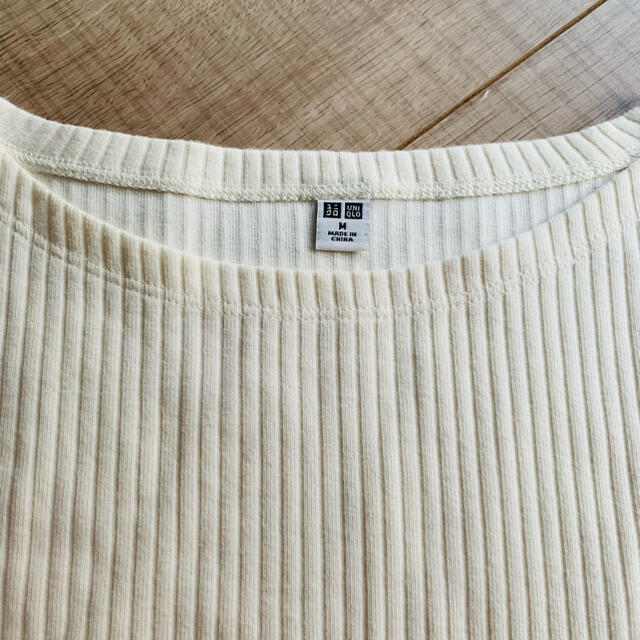 UNIQLO(ユニクロ)の【未使用】UNIQLO リブボートネックカットソー　長袖 レディースのトップス(カットソー(長袖/七分))の商品写真