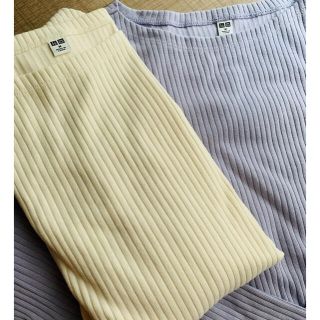 ユニクロ(UNIQLO)の【未使用】UNIQLO リブボートネックカットソー　長袖(カットソー(長袖/七分))