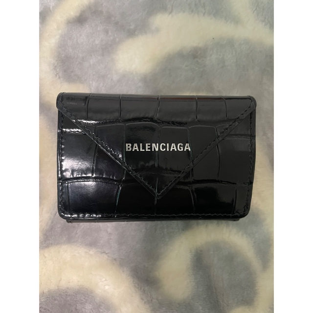 最終値下げ‼️BALENCIAGAペーパーミニウォレット クロコ ブラック 1