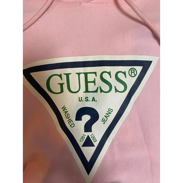 GUESS 初期ロゴ　緑ロゴ　ピンク　パーカー