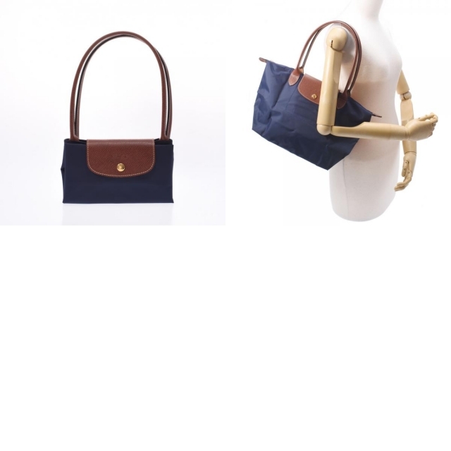 LONGCHAMP(ロンシャン)のロンシャン  ル プリアージュ ロング S トートバッグ ネイビー/茶 レディースのバッグ(トートバッグ)の商品写真