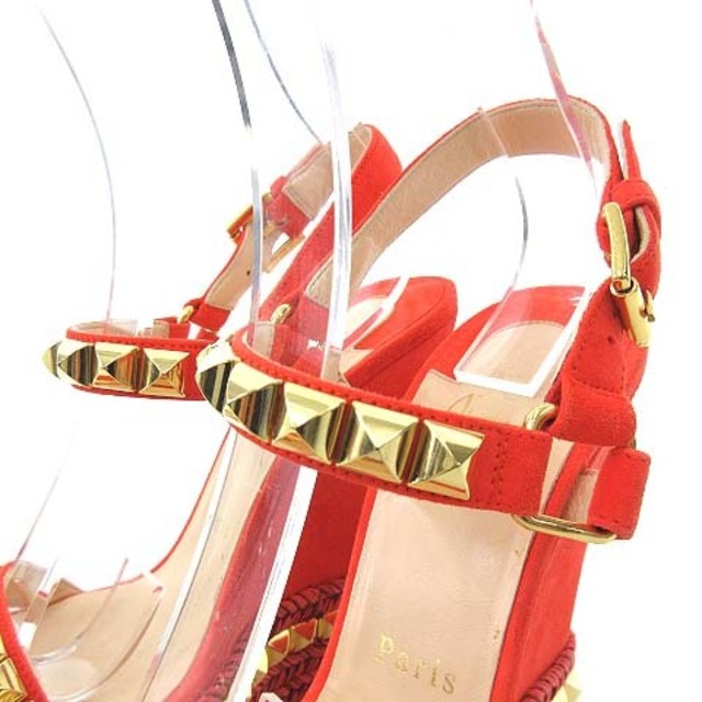 Christian Louboutin(クリスチャンルブタン)のクリスチャンルブタン ウェッジソール サンダル スタッズ 37 オレンジ レディースの靴/シューズ(サンダル)の商品写真